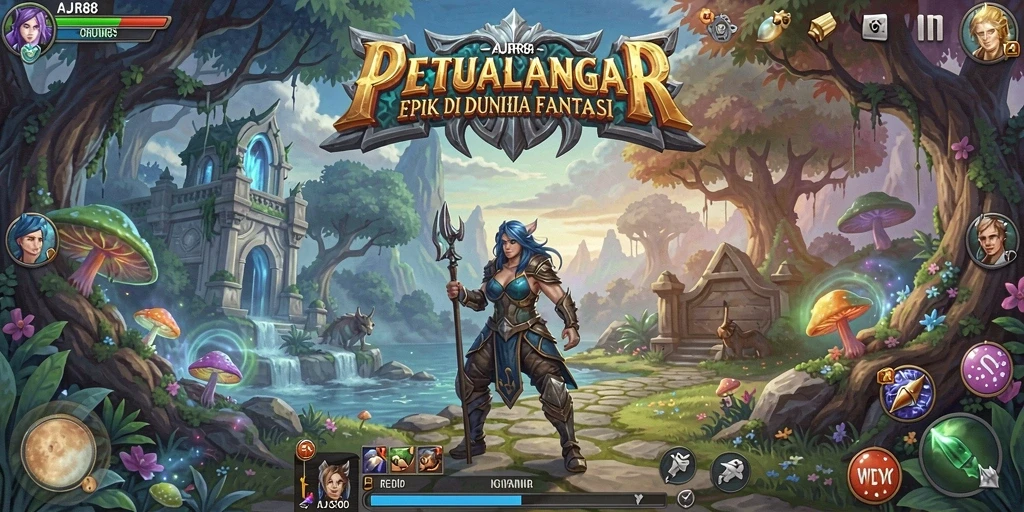 Tampilan gameplay AJR88 yang menampilkan pertarungan epik dan karakter yang kuat.