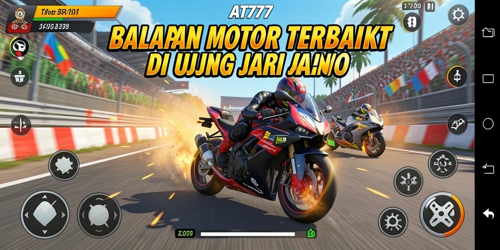 Tampilan gameplay mendebarkan dari balapan motor AT777.