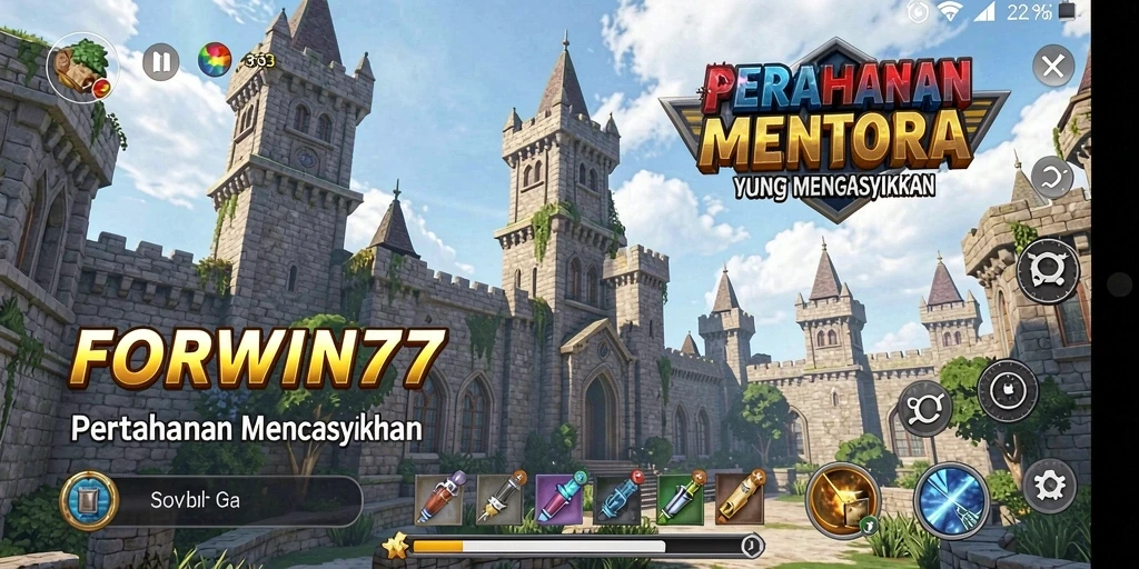 Tampilan gameplay menarik dari FORWIN77 dalam Tower Defense.