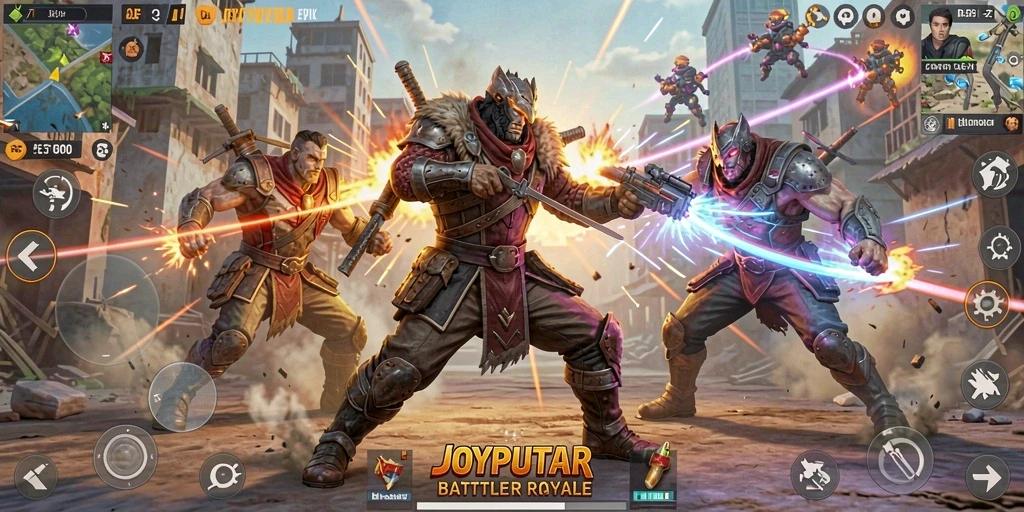 Tangkapan layar dari gameplay intens di JOYPUTAR, menunjukkan pertempuran seru antar pemain.