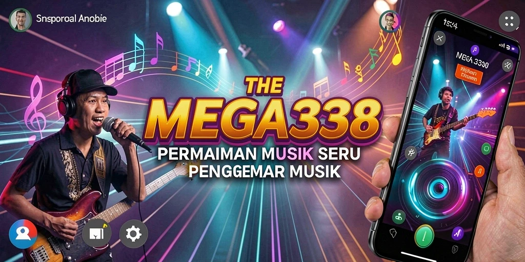 Tampilan screenshot utama MEGA338 memperlihatkan gameplay musik yang seru dan menyenangkan.