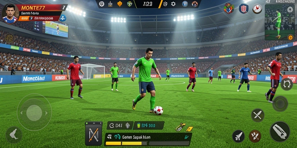 Gameplay seru dan mendebarkan dalam MONTE77 dengan aksi sepak bola.