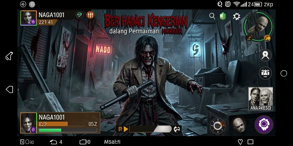 Screenshot NAGA1001 menampilkan gameplay mencekam dan suasana yang menyeramkan.