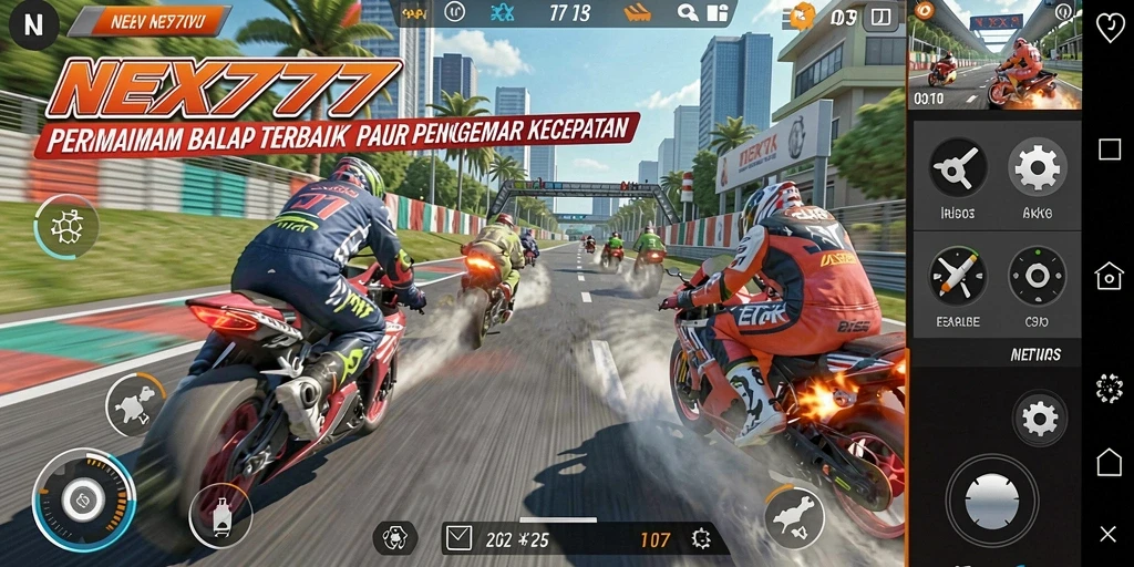 Tampilan gameplay balap yang seru dan mendebarkan di NEX777.