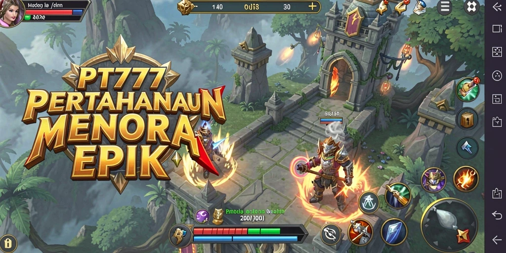 Tampilan gameplay PT777 yang menarik dalam pertahanan menara.