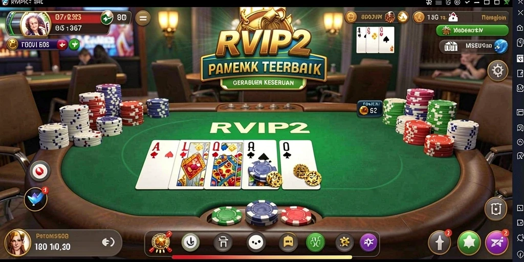 Tampilan menarik dari gameplay poker di RVIP2 yang seru.
