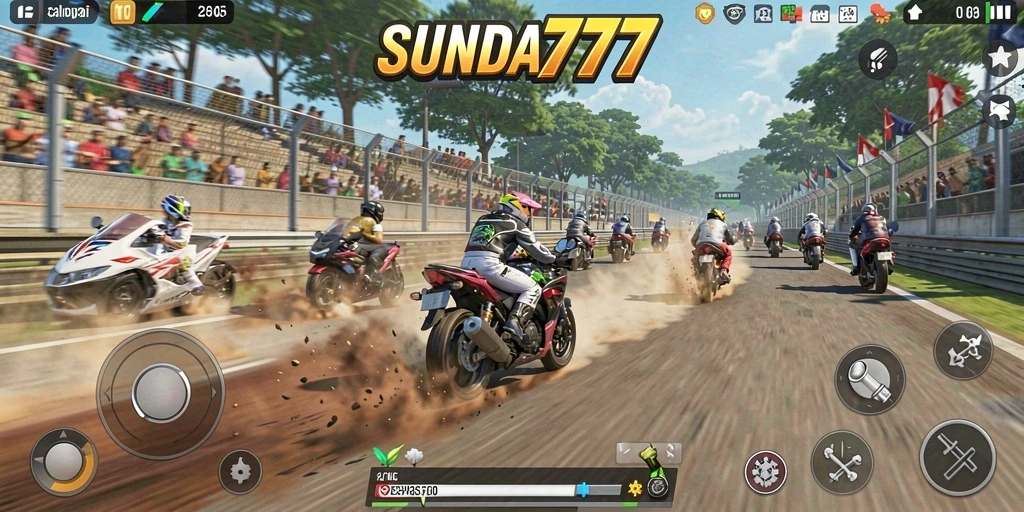 Screenshot SUNDA777 menunjukkan balapan motor yang seru dan menegangkan.