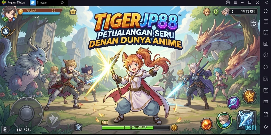 Screenshot utama TIGERJP88 menampilkan karakter anime dalam aksi pertarungan.
