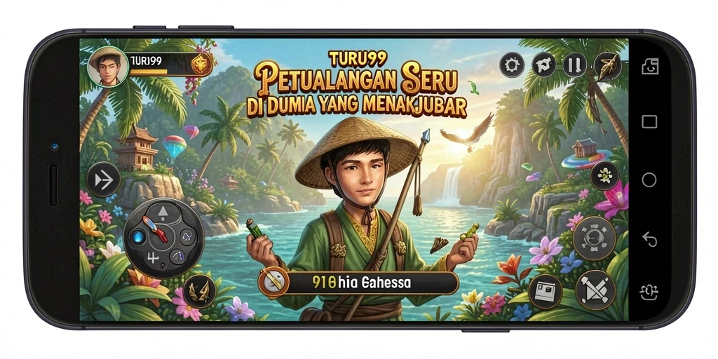 Tampilan gameplay <strong>TURU99</strong> yang menampilkan petualangan seru di dunia luas.